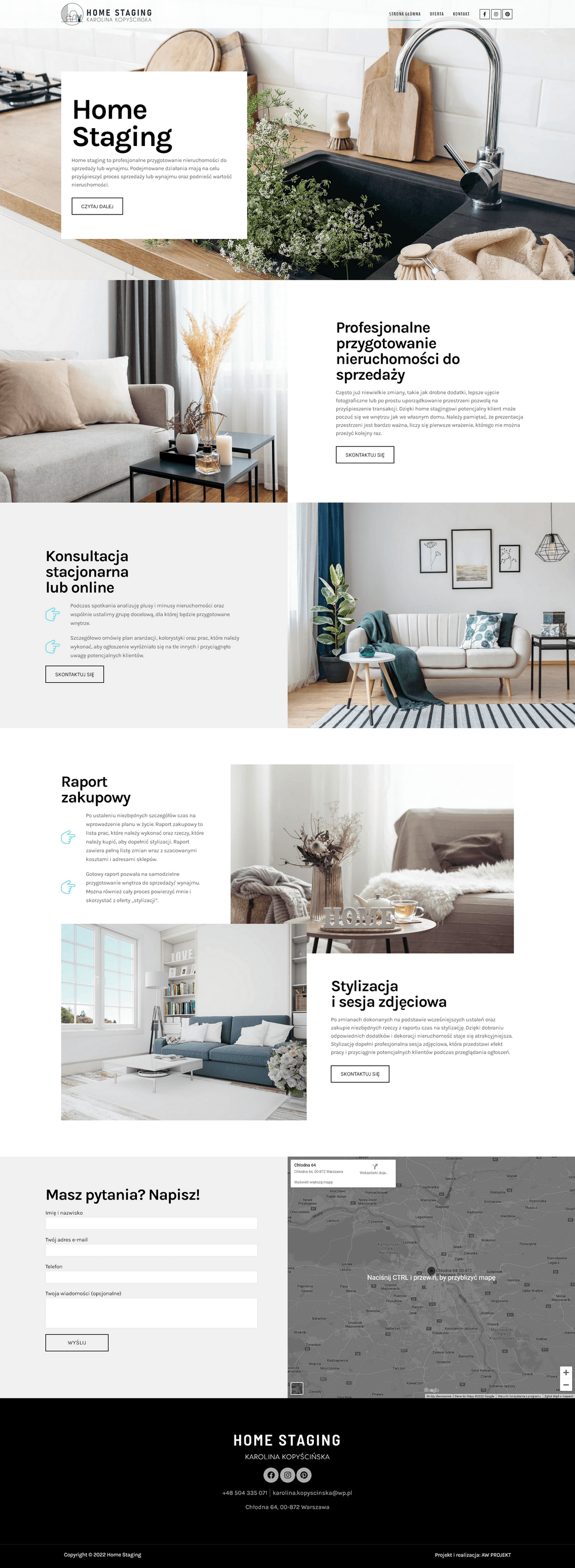 projekt strony home staging