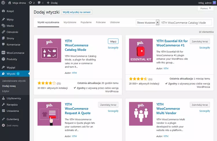 instalacja wtyczek woocommerce