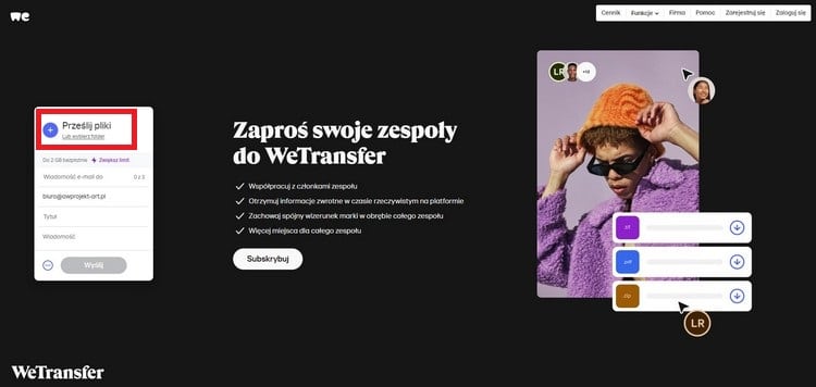 v transfer - jak przesłać pliki przez wetransfer